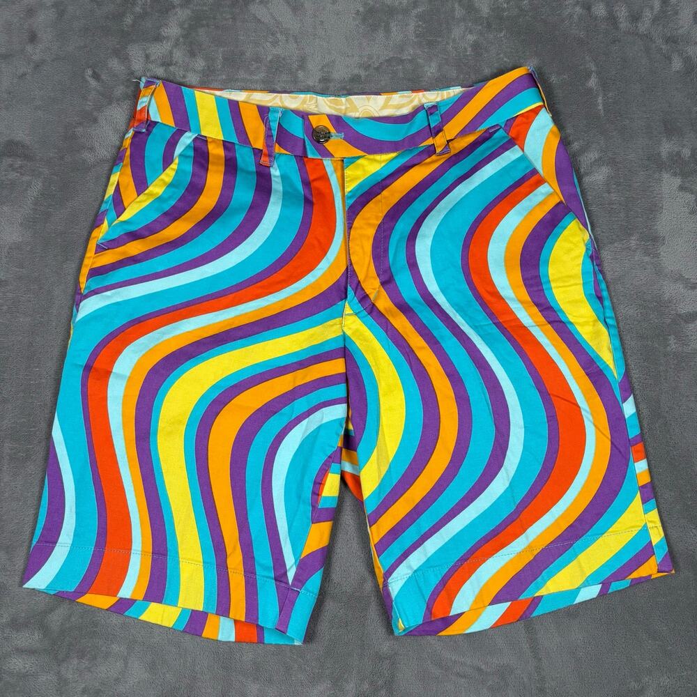Loudmouth Golf Psychedelic Geometric Stripe Shorts Men’s Size 32